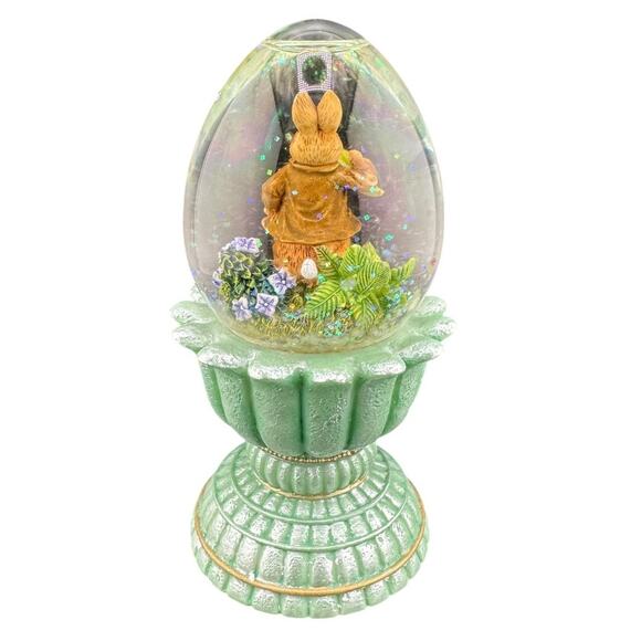 Beatrix Potter Benjamin Bunny Egg Music Box Water Globe Für Elise Original Box - Picture 4 of 6